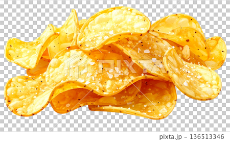 海鹽口味薯片插圖（白色背景） 136513346