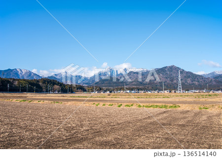 田園地帯より眺める冬の鈴鹿山脈《三重県 菰野町》 田園地帯より眺める冬の鈴鹿山脈《三重県 菰野町》 136514140