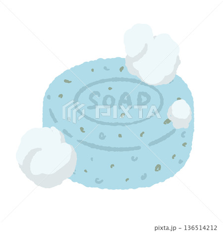泡立つ青い石鹸のイラスト 清潔感のあるサボンの素材 136514212