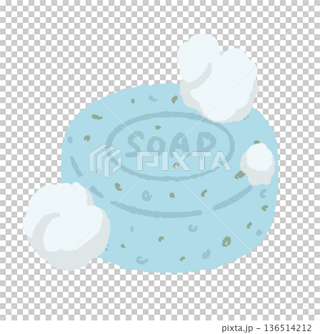 泡立つ青い石鹸のイラスト 清潔感のあるサボンの素材 136514212