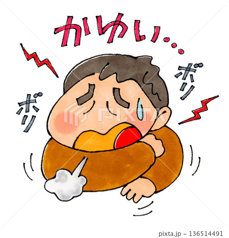 体をかく男の子 体をかく男の子 136514491