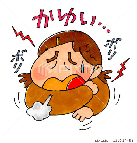 体をかく女の子 136514492