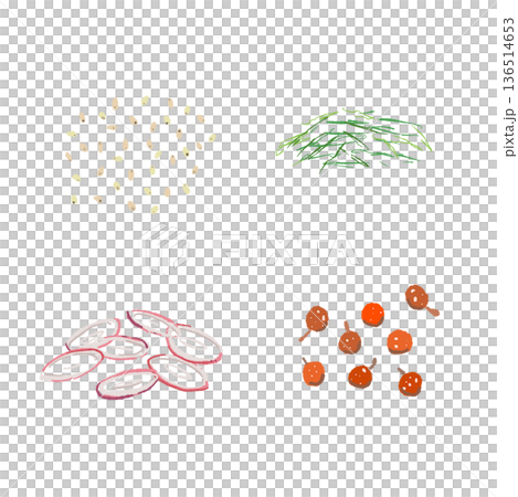 ゴマと刻み薬味のセットイラスト 料理の仕上げに使う和風トッピング 136514653