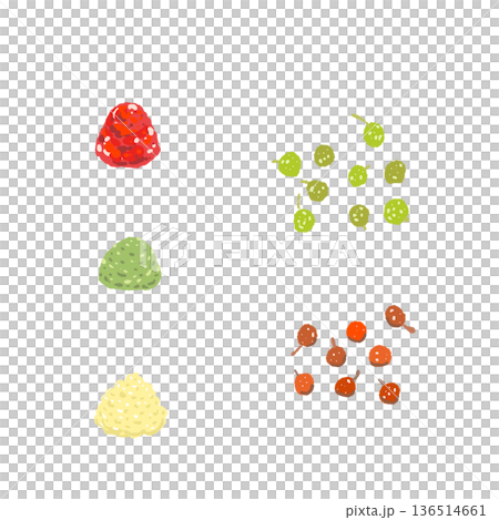 おろし薬味と実山椒のセットイラスト 辛味を楽しむ和の調味料 136514661