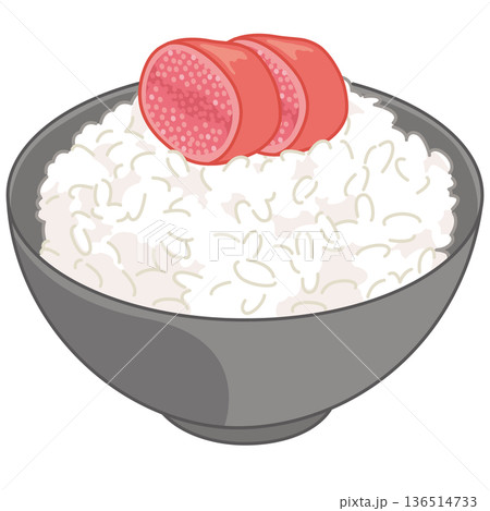 明太子とご飯のイラスト 136514733