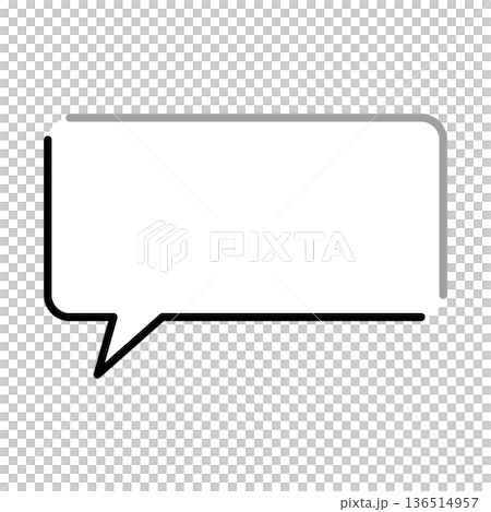シンプルな吹き出しのイラスト　横長　四角　角丸 136514957