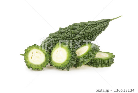 Bitter melon isolated on white background Bitter melon isolated on white background 136515134