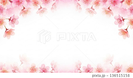 水彩風の桜が彩る春の背景フレーム素材 水彩風の桜が彩る春の背景フレーム素材 136515158