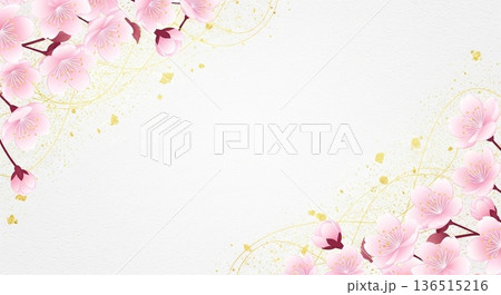 金箔と桜の和風背景テンプレート素材 金箔と桜の和風背景テンプレート素材 136515216