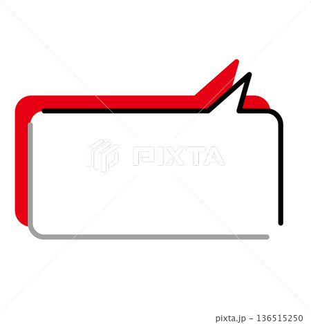 シンプルな吹き出しのイラスト　横長　四角　角丸 136515250