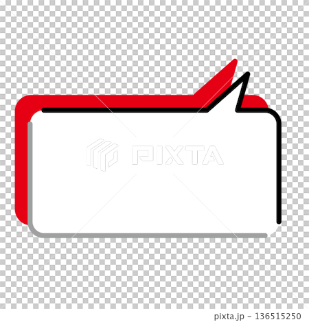 シンプルな吹き出しのイラスト　横長　四角　角丸 136515250