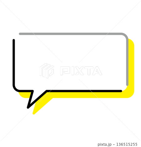 シンプルな吹き出しのイラスト　横長　四角　角丸 136515255