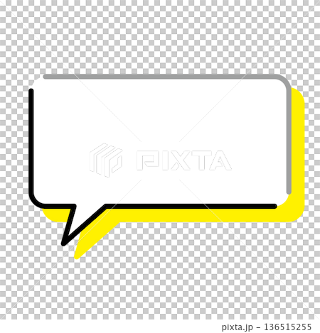 シンプルな吹き出しのイラスト　横長　四角　角丸 136515255