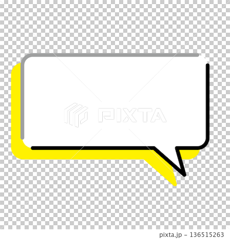 シンプルな吹き出しのイラスト　横長　四角　角丸 136515263