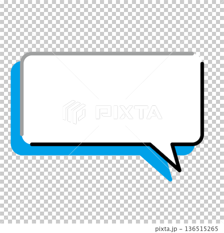 シンプルな吹き出しのイラスト　横長　四角　角丸 136515265