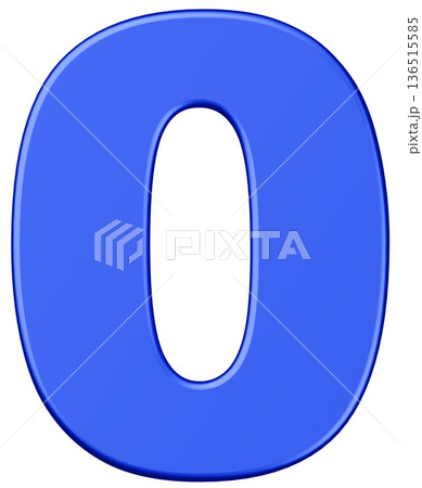 3D素材_数字_0_メタリック_青 136515585