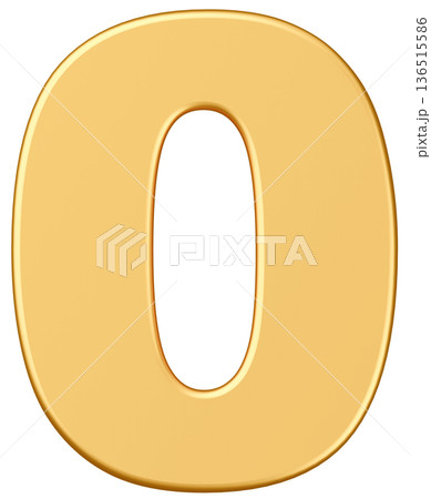 3D素材_数字_0_メタリック_黄色 136515586