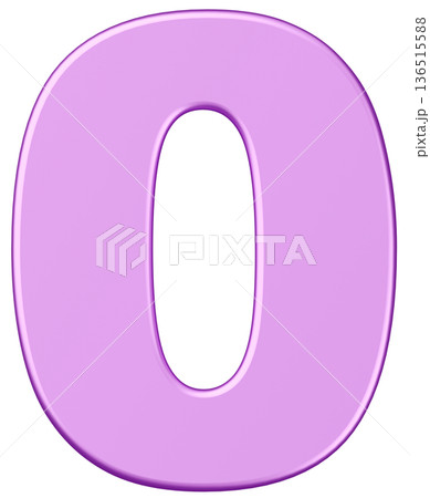 3D素材_数字_0_メタリック_紫 136515588