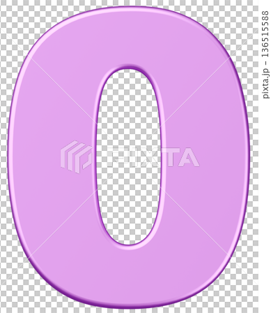 3D素材_数字_0_メタリック_紫 136515588