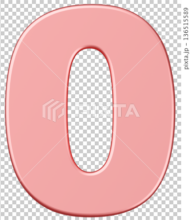 3D素材_数字_0_メタリック_ピンク 3D素材_数字_0_メタリック_ピンク 136515589