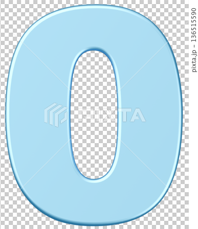 3D素材_数字_0_メタリック_水色 3D素材_数字_0_メタリック_水色 136515590