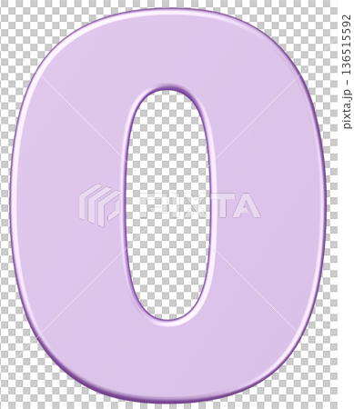 3D素材_数字_0_メタリック_紫 136515592