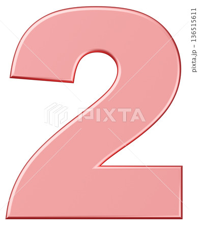 3D素材_数字_2_メタリック_ピンク 3D素材_数字_2_メタリック_ピンク 136515611
