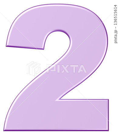 3D素材_数字_2_メタリック_紫 3D素材_数字_2_メタリック_紫 136515614