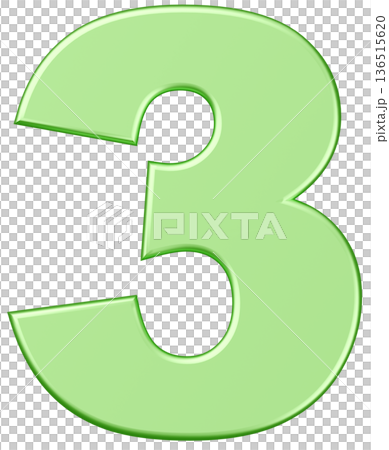 3D素材_数字_3_メタリック_緑 3D素材_数字_3_メタリック_緑 136515620