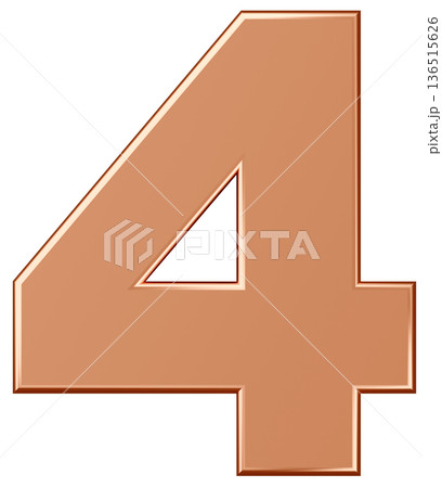 3D素材_数字_4_メタリック_金 3D素材_数字_4_メタリック_金 136515626