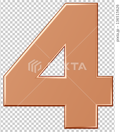 3D素材_数字_4_メタリック_金 3D素材_数字_4_メタリック_金 136515626