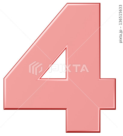 3D素材_数字_4_メタリック_ピンク 136515633