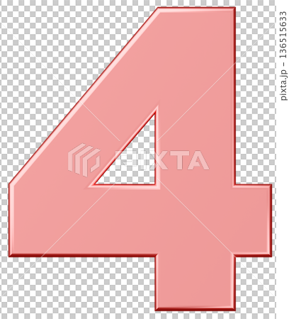 3D素材_数字_4_メタリック_ピンク 136515633