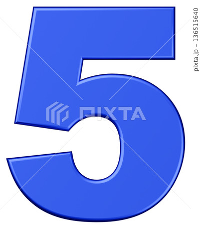 3D素材_数字_5_メタリック_青 136515640