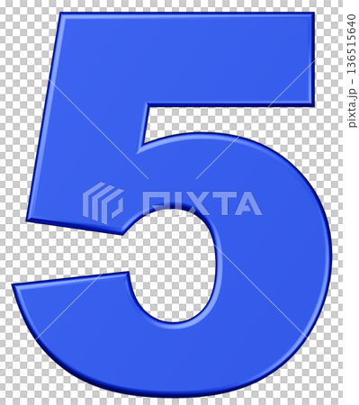 3D素材_数字_5_メタリック_青 136515640