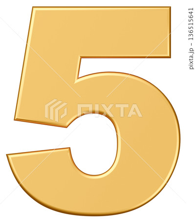 3D素材_数字_5_メタリック_黄色 136515641
