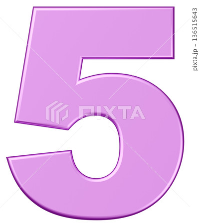 3D素材_数字_5_メタリック_紫 136515643