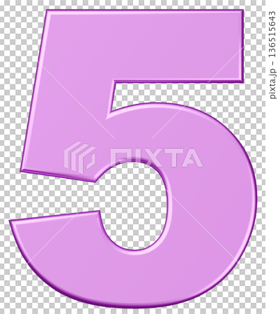3D素材_数字_5_メタリック_紫 136515643