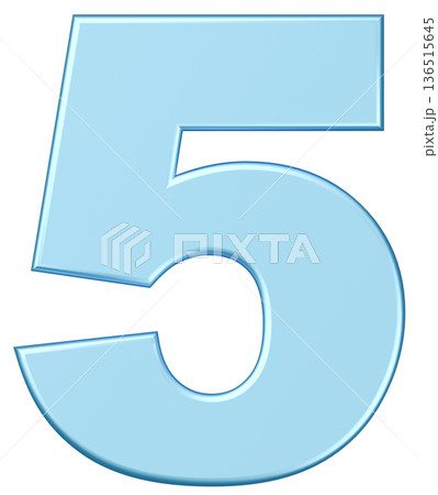 3D素材_数字_5_メタリック_水色 3D素材_数字_5_メタリック_水色 136515645