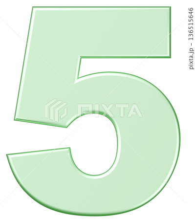 3D素材_数字_5_メタリック_黄緑 136515646