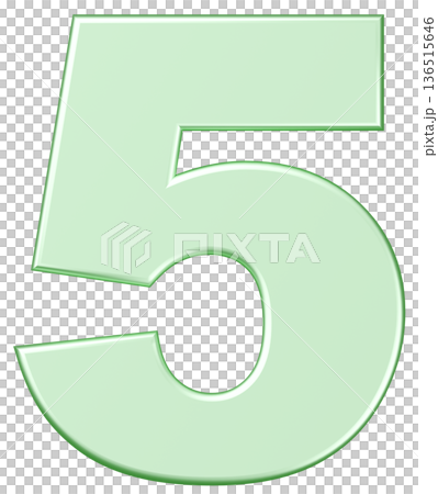 3D素材_数字_5_メタリック_黄緑 136515646