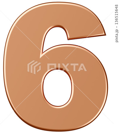 3D素材_数字_6_メタリック_金 136515648