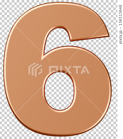 3D素材_数字_6_メタリック_金 136515648