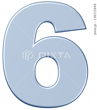 3D素材_数字_6_メタリック_銀 136515649