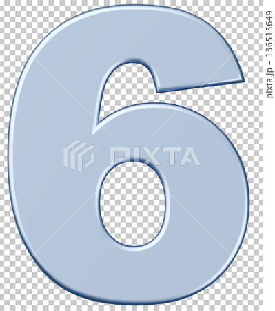 3D素材_数字_6_メタリック_銀 136515649