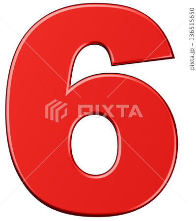 3D素材_数字_6_メタリック_赤 136515650
