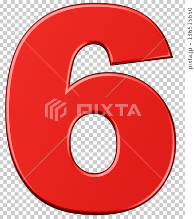 3D素材_数字_6_メタリック_赤 136515650