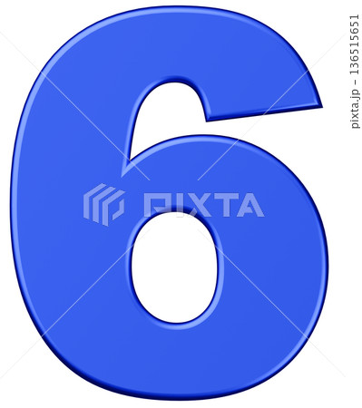 3D素材_数字_6_メタリック_青 136515651