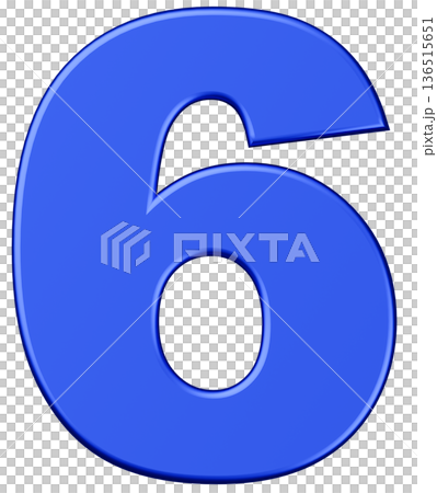 3D素材_数字_6_メタリック_青 136515651