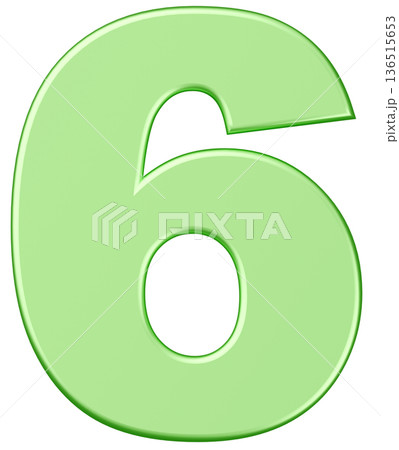 3D素材_数字_6_メタリック_緑 136515653